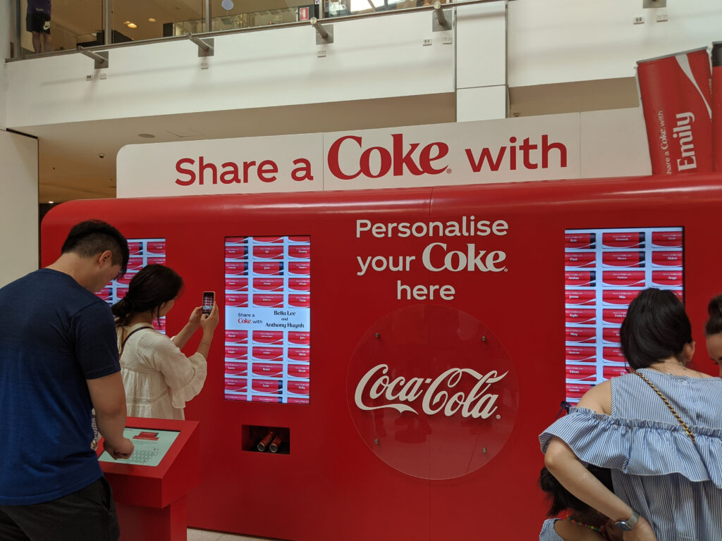 Share a Coke machine in Sydney, Australia. Brand Activation, Branded Content.