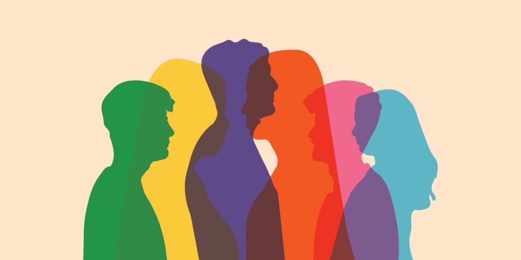 colourful silhouettes of people, denoting the idea of behavioural science.